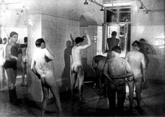 Theresienstadt, Czechoslovakia, 1944, Public showers, taken from a propaganda film. 2554164655074009431.jpg