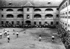 Theresienstadt, Czechoslovakia, 1944, A soccer match, taken from a propaganda film. 3180913967364285792.jpg